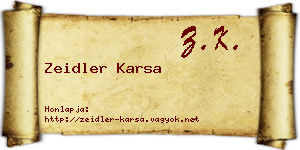 Zeidler Karsa névjegykártya